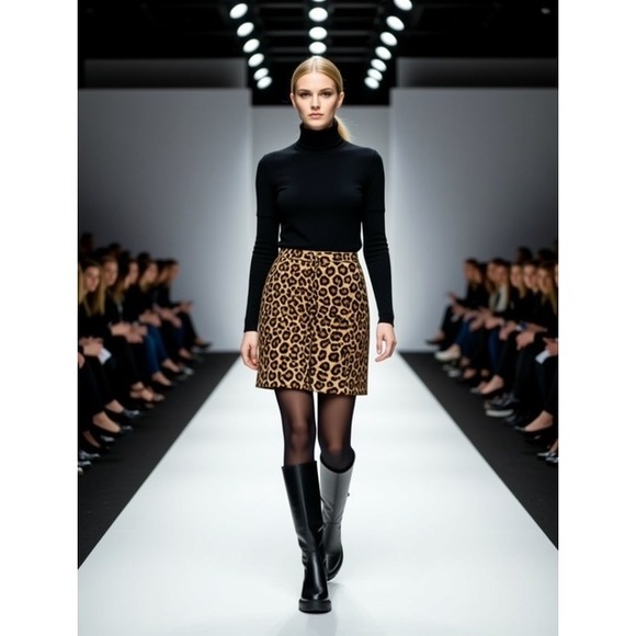 Lauren Ralph Lauren Dresses & Skirts - Lauren Ralph Leopard Print Linen Blend Button Front Mini Skirt Brown 14
